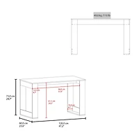 Melb Writing Desk with Ample Workstation and Sturdy Legs, White