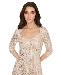 Tahari Women's Sequined Sweetheart-Neck Midi Dress