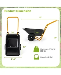 Dual-Wheel Wheelbarrow Garden Utility Cart with Pneumatic Tires