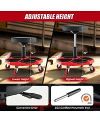 330 Lbs Capacity Pneumatic Rolling Mechanic Stool with Padded Seat