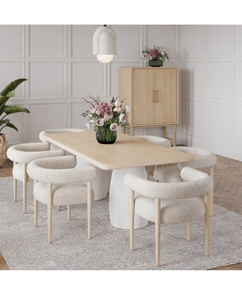 Lunare 7-Pc. Dining Set (Rectangular Table & 6 Rolled Back Chairs)