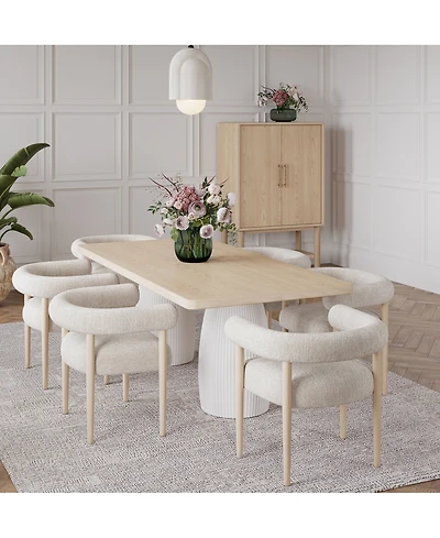 Lunare 7-Pc. Dining Set (Rectangular Table & 6 Rolled Back Chairs)