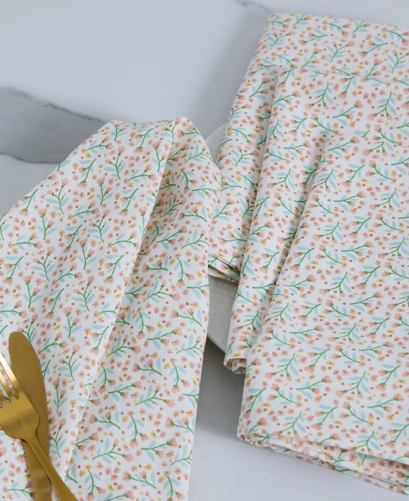 Design Imports Spring Blossom Printed Cotton Napkins, Set of 4