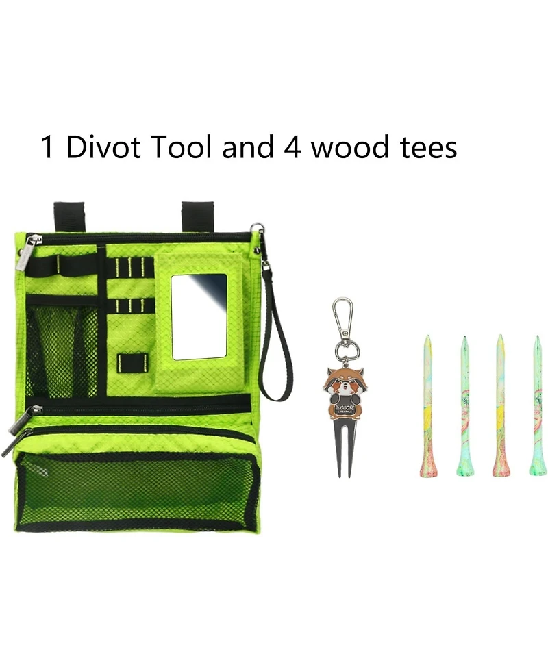 Wosofe Golf Cart Hanging Bag Lightweight Folding Storage Portable Accessories with Adjustable Strap 1 Divot Tool and 4 Tees Unisex