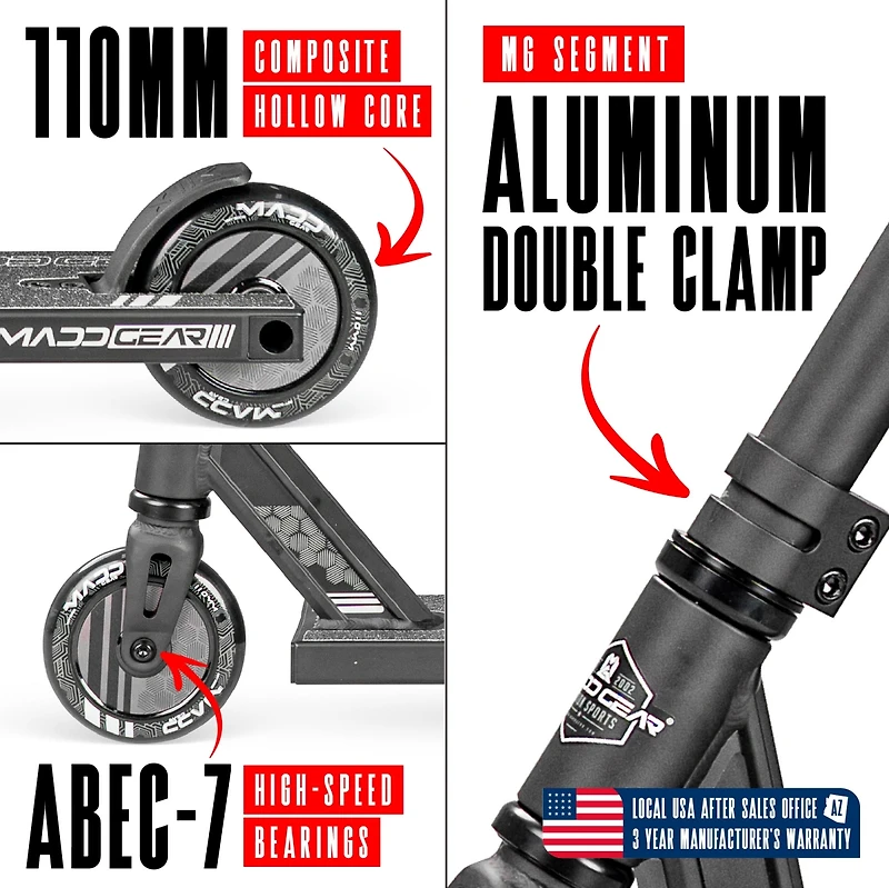 Pro Stunt Scooter for Kids Ages 8 - 12 – Lightweight Durable Trick Scooter for Skatepark and Street – Madd Gear MG3