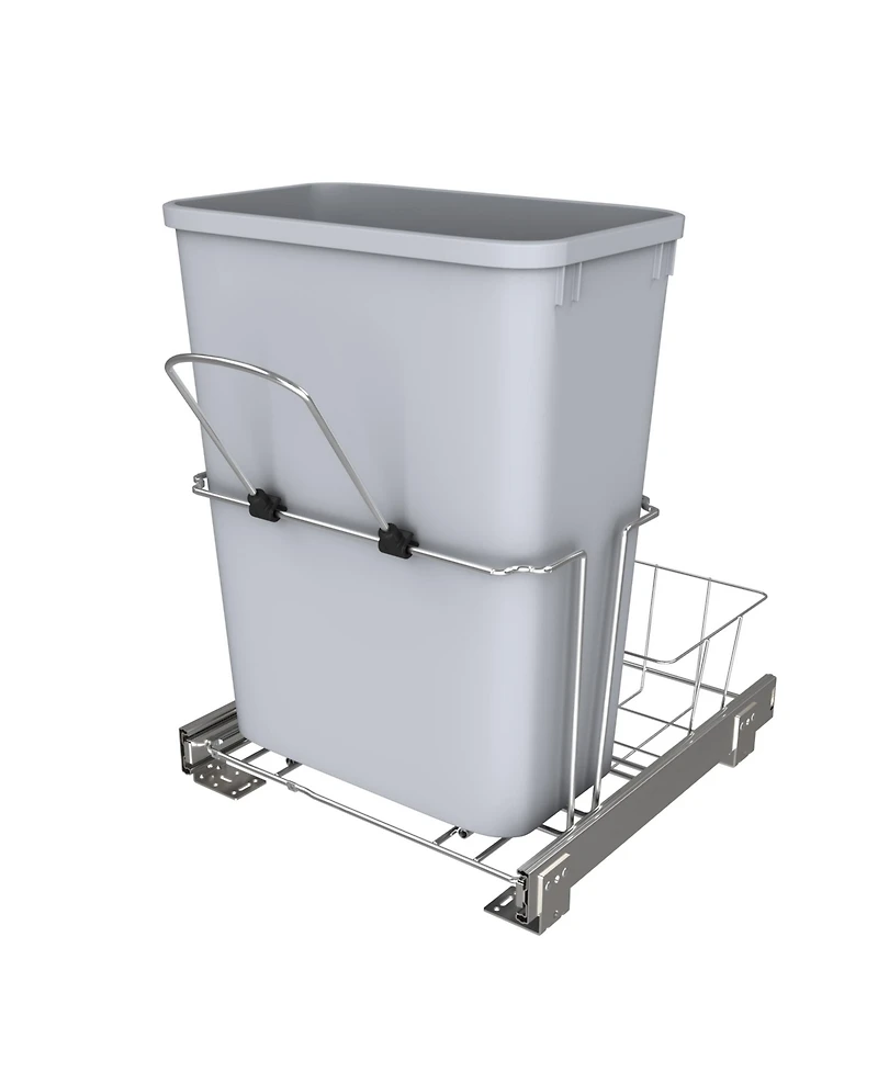 Rev-a-Shelf 32 qt. Universal Waste Container with Rear Basket, Rukd-1432RB-1