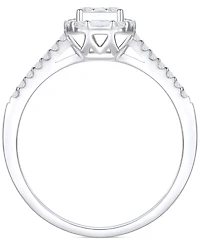 Diamond Emerald Shaped Halo Cluster Engagement Ring (3/8 ct. t.w.) in 14k White Gold