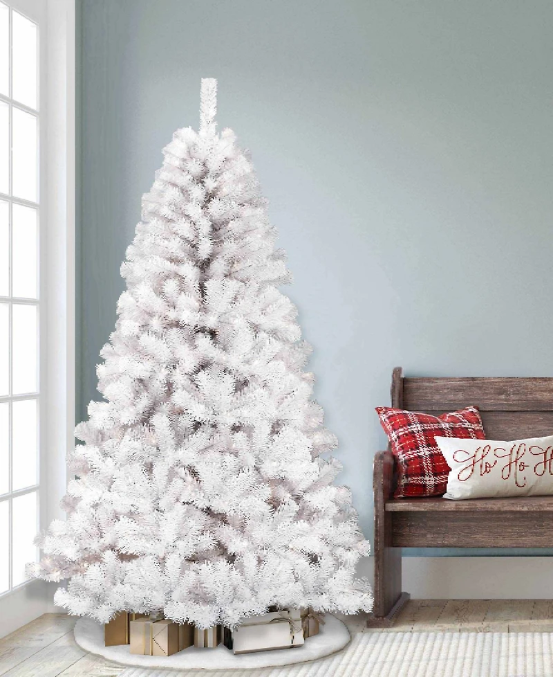 Puleo 7.5FT Pre-lit Nebraska Fir White Artificial Christmas Tree