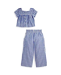 Polo Ralph Lauren Toddler and Little Girls 2-Piece Striped Top Cropped Pant Set