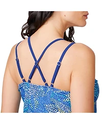 Free Country Women's Double Strap Cut Out Blouson Tankini Top
