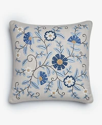 Charter Club Embroidered Flowers Decorative Pillow, 18" x 18", Exclusively at Macy's