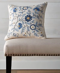 Charter Club Embroidered Flowers Decorative Pillow, 18" x 18", Exclusively at Macy's