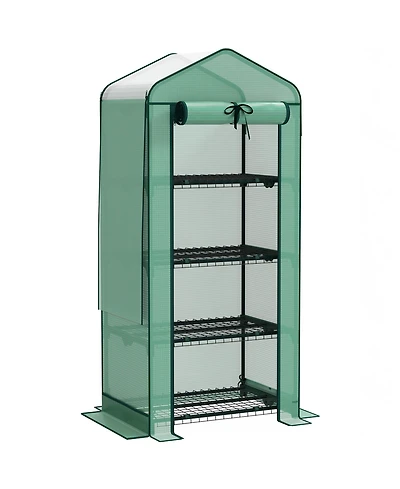 Outsunny 4 Tier Mini house w/ Screen Roof, Reinforced Pe Cover,