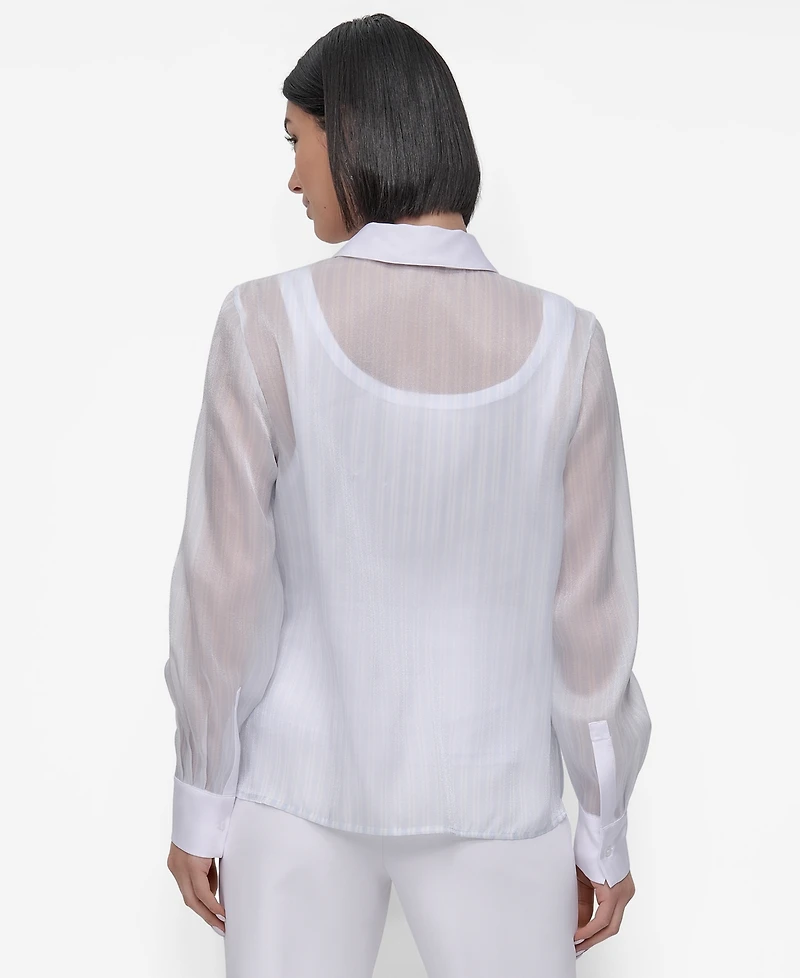 Dkny Women's Striped Button-Front Shirt