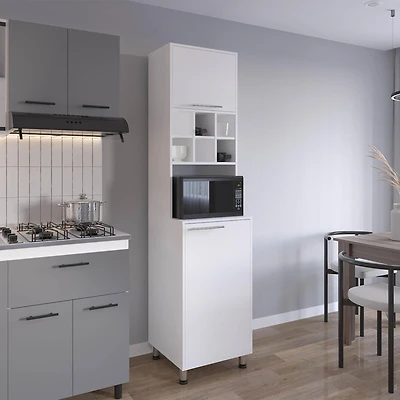Ashford Kitchen Pantry, 2 Doors, 4 Legs, 8 Shelves, White