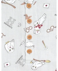 Harry Potter Baby Boys Hedwig Henley Sleeveless Romper