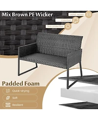 Gymax 8 Piece Patio Weather Resistant Wicker Furniture Set Outdoor Conversation Set w/ Quick Dry Foam