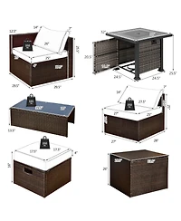 Gymax 9 Pieces Furniture Set w/ 50,000 Btu Propane Fire Pit Table Patio