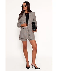 Petal and Pup Women's Lesia Double Button Fitted Plaid Blazer