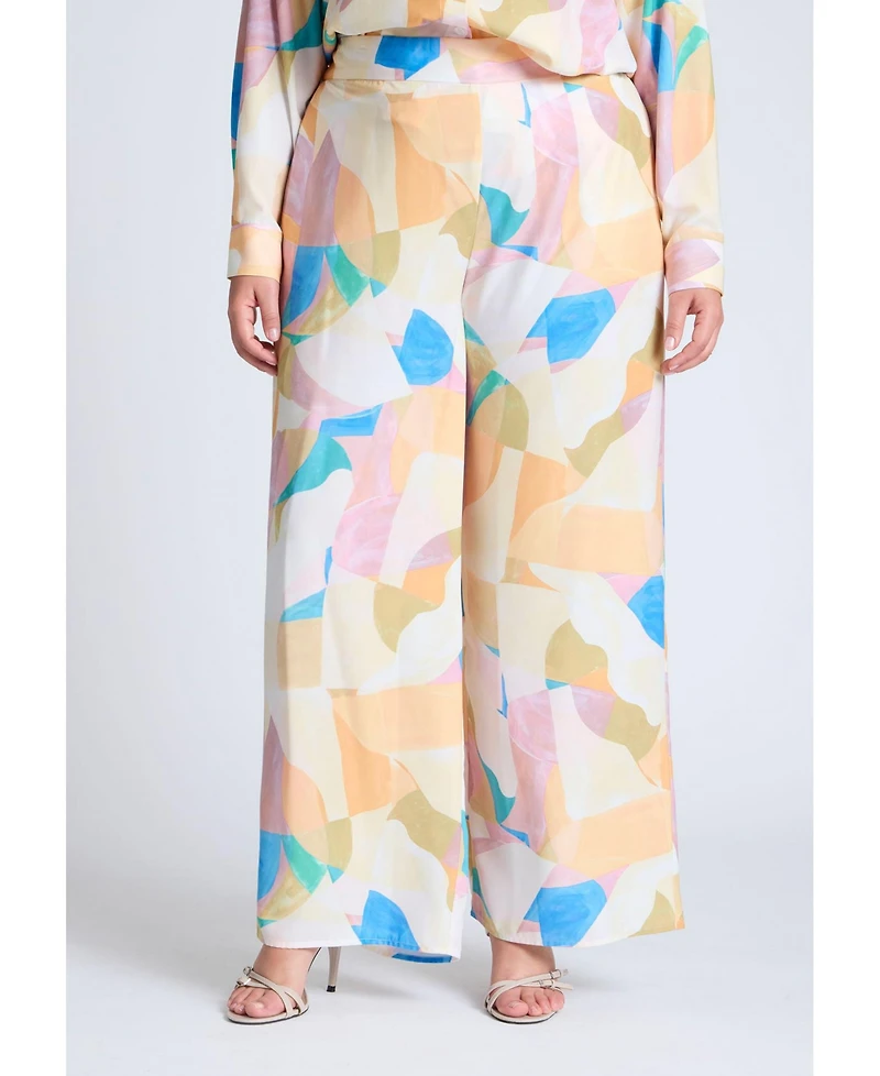 Eloquii Women's Plus Printed Wide Leg Pant