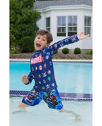 Avengers Boys Marvel Rash Guard Swim Shirt