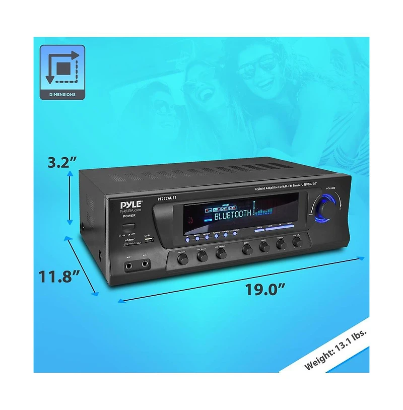 Pyle Bluetooth 300W Home Theater Stereo Amplifier Receiver - PT272AUBT