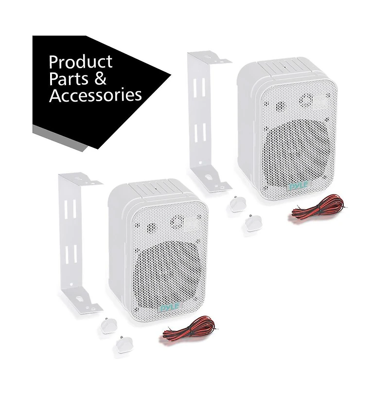 Pyle PDWR40W 5.25" Waterproof Indoor/Outdoor Wall Mount Speakers - 400W, White, Pair