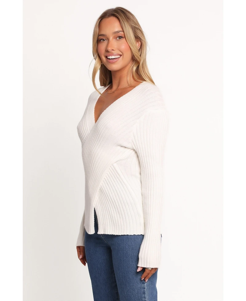 Petal and Pup Women's Hannon Ribbed Crossover Knit Sweater