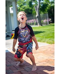Monster Jam Toddler Boys Pullover Rash Guard and Swim Trunks Outfit Set