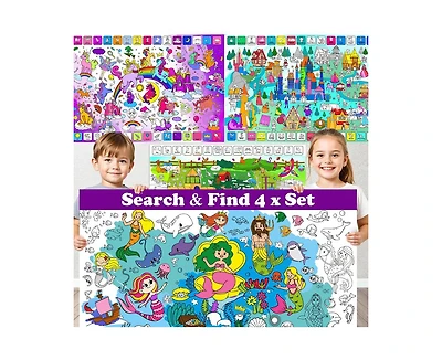 Quokka 4 Set Drawing Poster Coloring Tablecloth for Markers Pencils Paints kids 3 and up