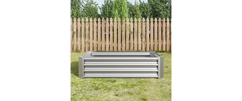 Galvanized Planter Bed,Galvanized Raised Garden Bed Kit, Galvanized Planter Raised Garden Boxes Outdoor, Oval Large Metal Raised Garden Beds for Veget