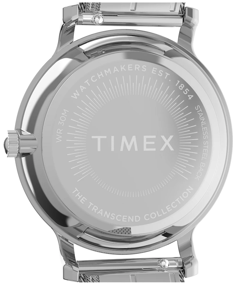 Timex Women's Quartz Analog Silver-Tone Stainless Steel Watch, 34mm