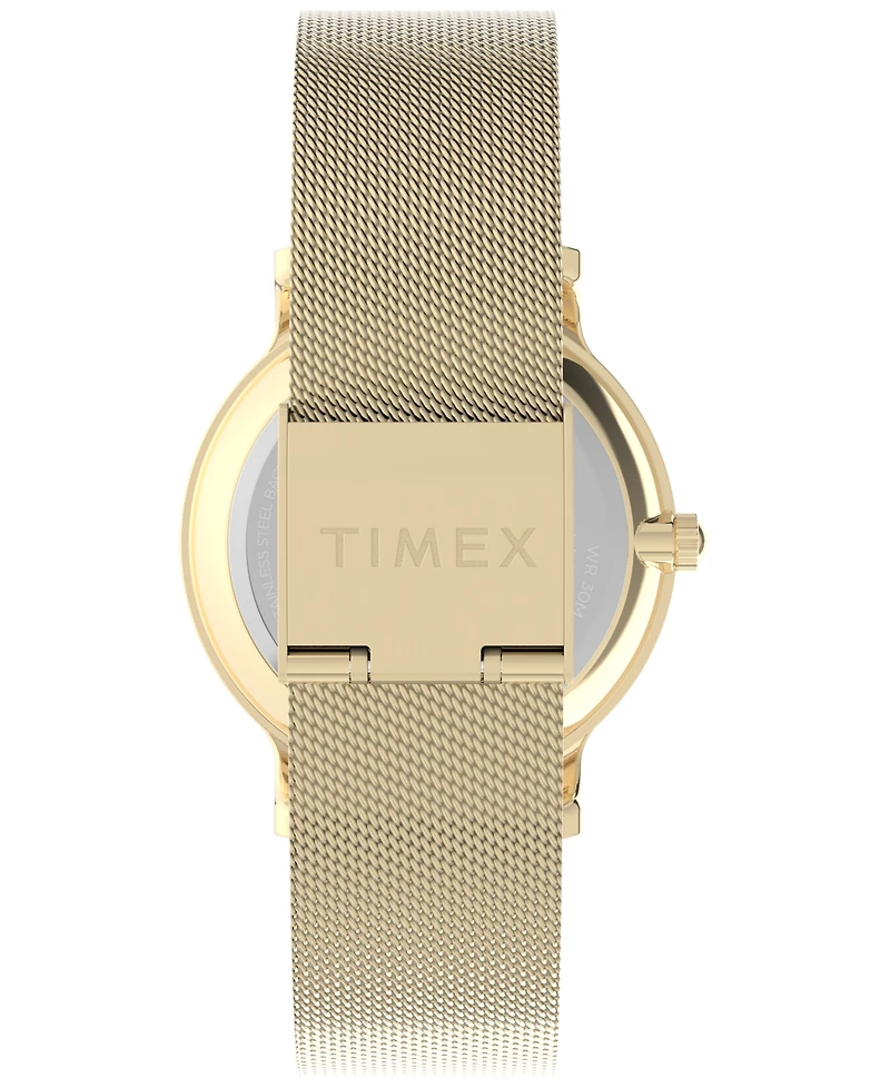 Timex Women's Quartz Analog Gold-Tone Stainless Steel Watch, 34mm