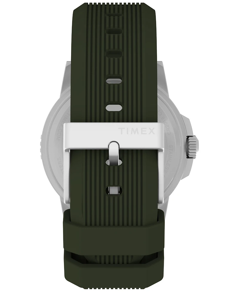 Timex Men's Quartz Analog Green Silicone Watch, 45mm