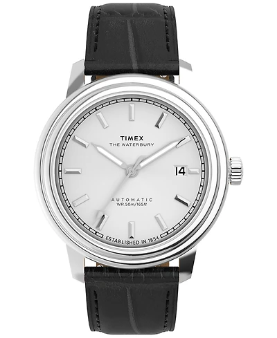 Timex Men's Mechanical Automatic Black Leather Watch