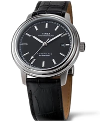 Timex Men's Mechanical Automatic Black Leather Watch, 41mm