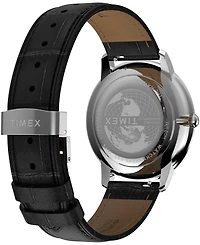 Timex Men's Quartz Analog Black Leather Watch, 39mm