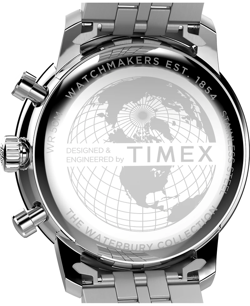 Timex Men's Chronograph Silver-Tone Stainless Steel Watch, 41mm