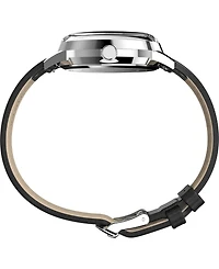 Timex Unisex Quartz Analog Black Leather Watch, 38mm