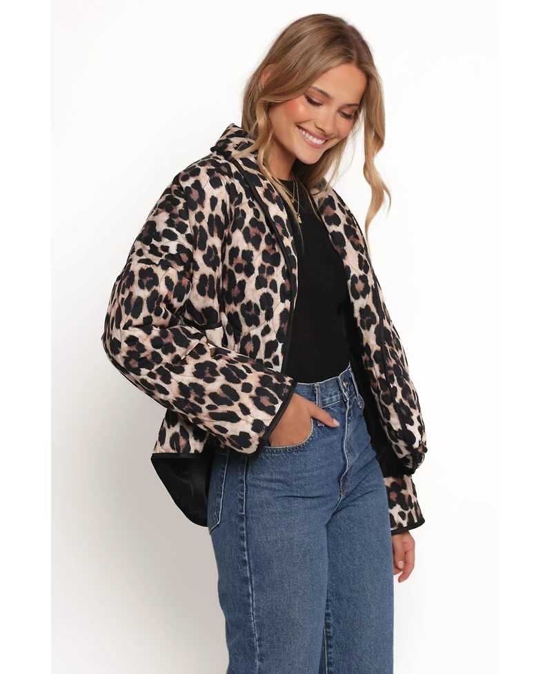 Petal and Pup Women's Marcos Leopard Print Quilted Jacket