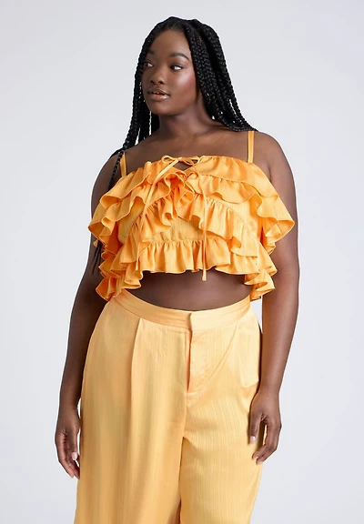 Eloquii Women's Ruffle Layered Top