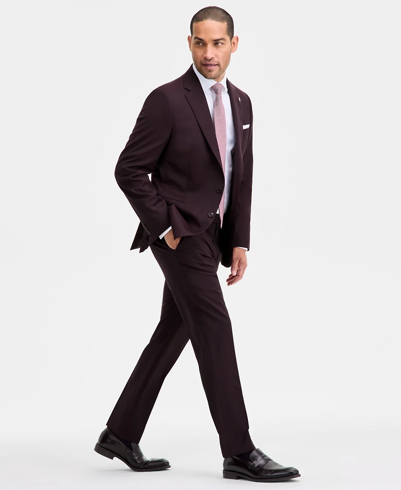 Ted by Baker Men's Modern-Fit Bordeaux Wool-Blend Suit Separate Jacket