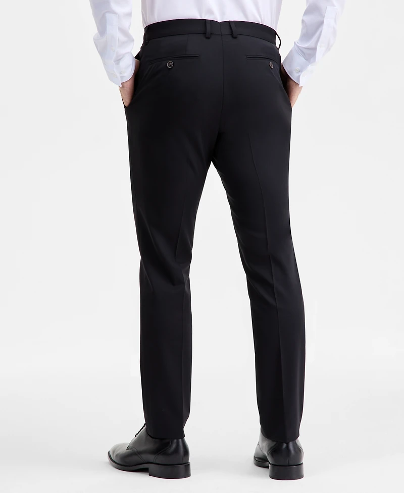 Ted by Baker Men's Modern-Fit Stretch Black Solid Wool-Blend Suit Separate Pants