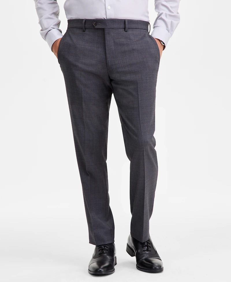 Ted by Baker Men's Modern-Fit Stretch Charcoal Birdseye Wool-Blend Suit Separate Pants