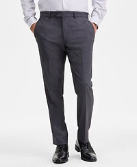 Ted by Baker Men's Modern-Fit Stretch Charcoal Birdseye Wool-Blend Suit Separate Pants
