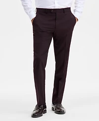 Ted by Baker Men's Modern-Fit Stretch Bordeaux Wool-Blend Suit Separate Pants