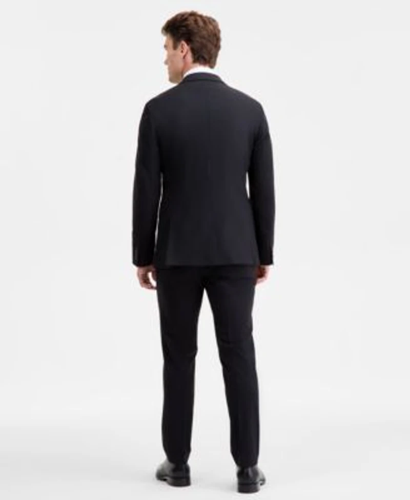 Ted By Ted Baker Mens Modern Fit Black Solid Wool Blend Suit Separates