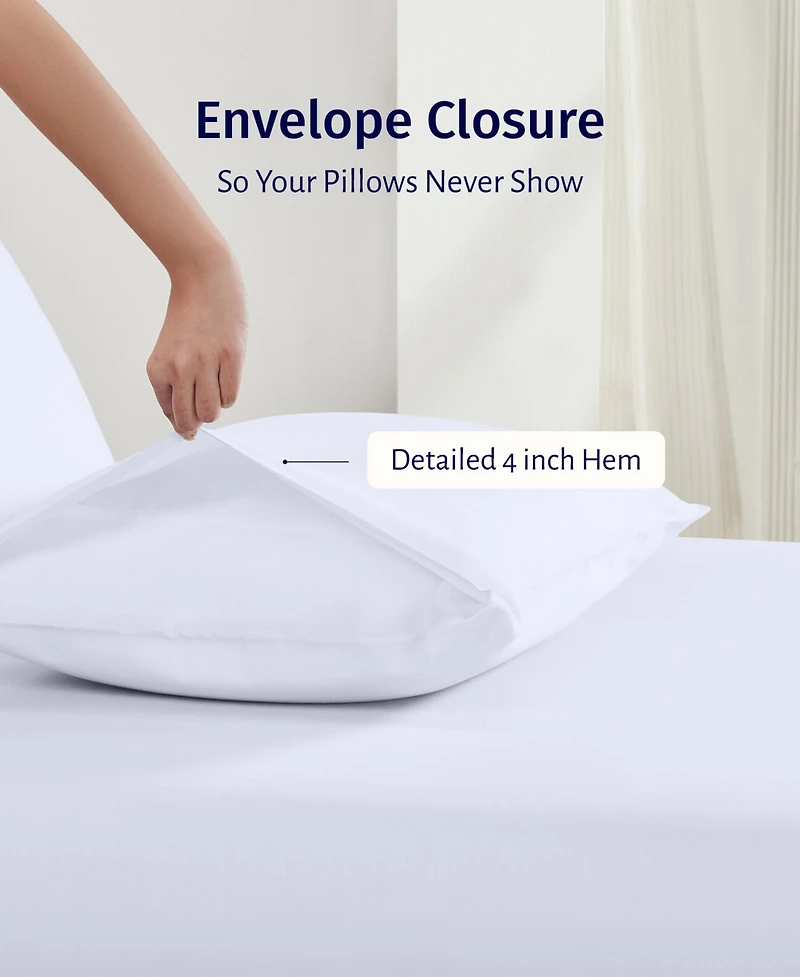 Luxury 100% Egyptian Cotton Pillowcases King Set of 2 - Classic Percale, Soft & Breathable, Fits Pillows