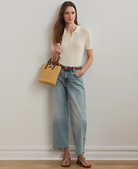 Lauren Ralph Lauren Petite High-Rise Wide-Leg Cropped Jeans
