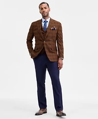 Tayion Collection Mens Classic Fit Plaid Suit Separate Jacket Vest